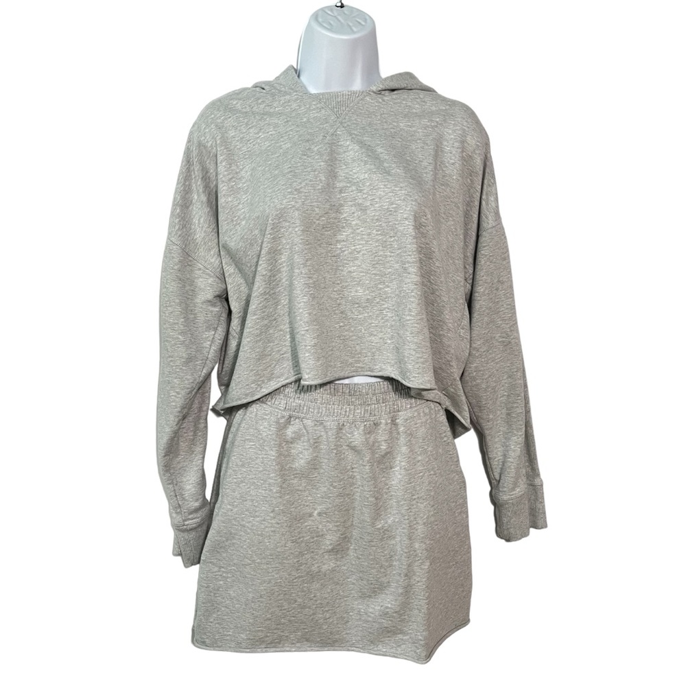 Offline by Aerie set S small Gray Oversized cropped hoodie Mini skirt Womens